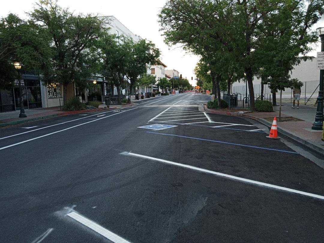 Part of the revitalization project on Main Street includes angle parking on the south side of the street as seen here in the section near N Street. Photo: Steve Newvine
