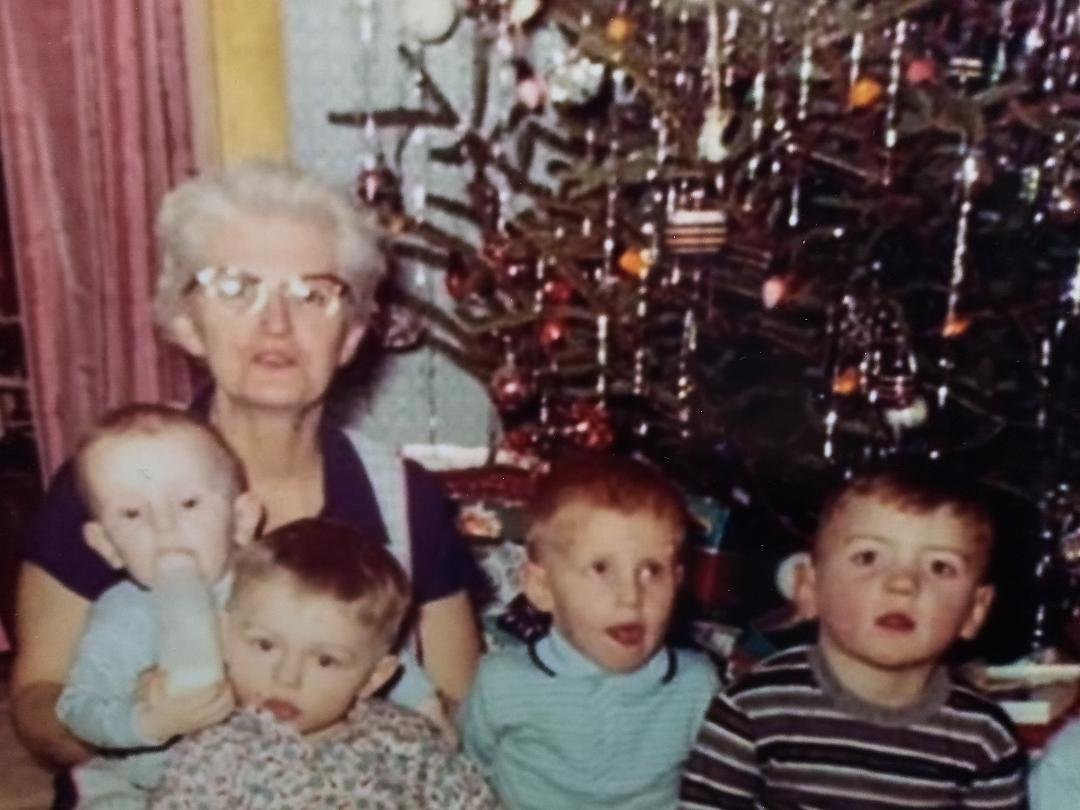 My Grandmother Vera with some of her grandsons. My brother Terry is at the far right. Photo: Newvine Personal Collection