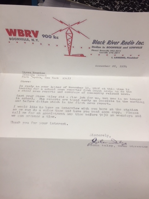A letter received in my senior year of high school inviting me to audition for a school news reporter at a local radio station. Photo: Newvine Personal Collection)