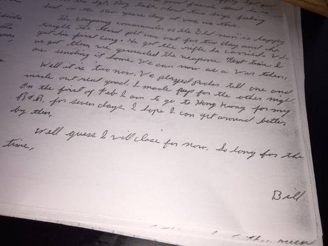 Bill closed all his letters to my aunt Betty in the same way: So long for this time, Bill. From the Newvine Family Collection.