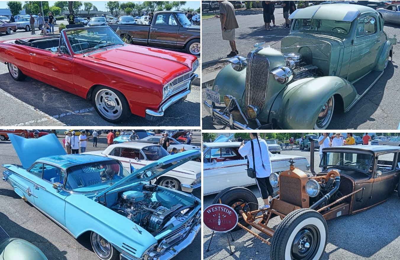 All kinds of classic automobiles are on display at the monthly Cars nd Coffee show in the Merced Mall parking lot. Photo: Steve Newvine