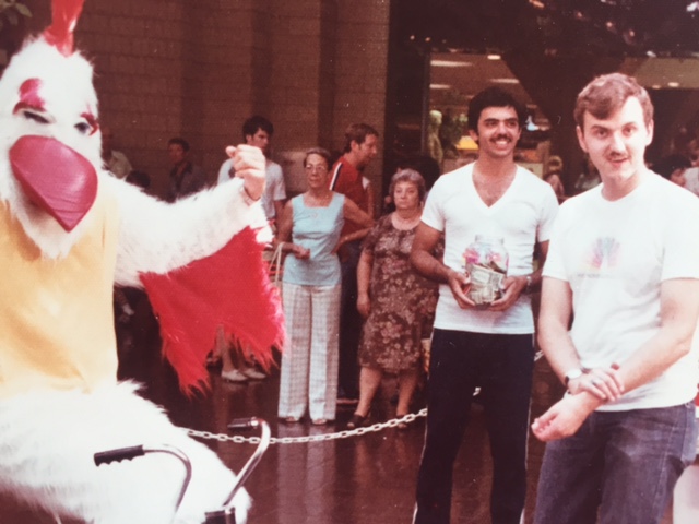 Participating in fund raising antics for the Muscular Dystrophy Telethon. Photo: Newvine Personal Collection