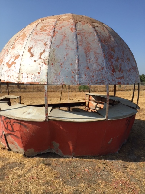 This is what the people restoring the giant orange stand are facing with the project. The stand is not in great shape now, but will be brought back to its former presence. Photo by Steve Newvine