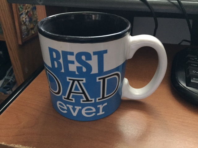 My daughters got me this mug a few years ago, and I promptly dropped it creating a crack and making it useless for beverage holding. Photo- Newvine Personal Collection
