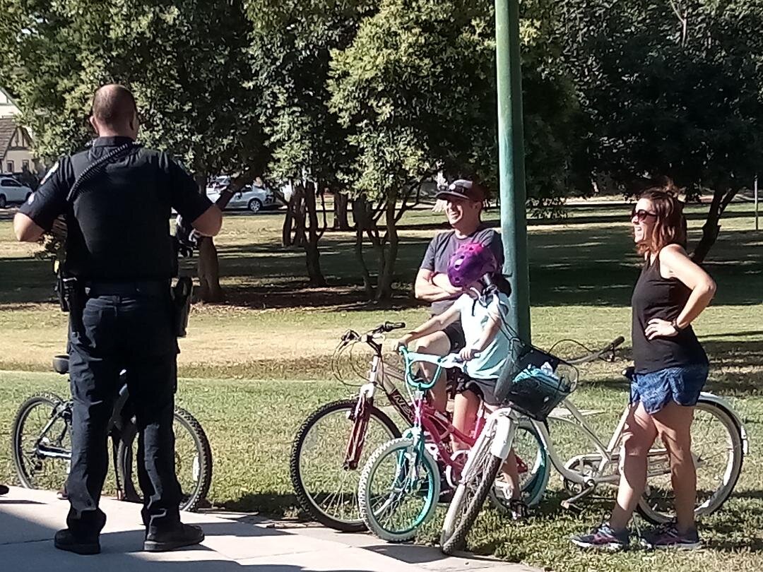 Bicyclists are welcomed to the Pedaling with the Police event sponsored by the Merced Police Department. Photo: Steve Newvine