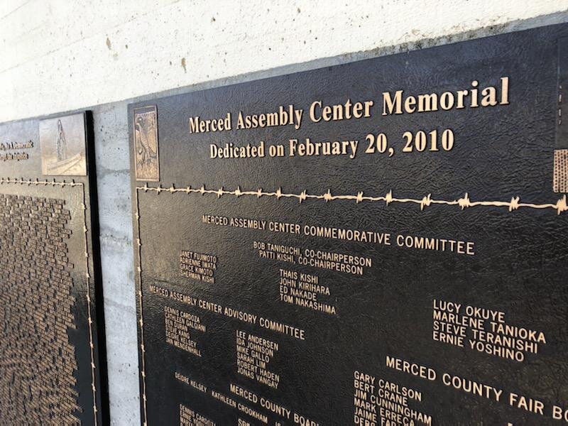 The barbed wire image is included in the plaque descriptions at the Merced Assembly Center Memorial. Photo: Steve Newvine