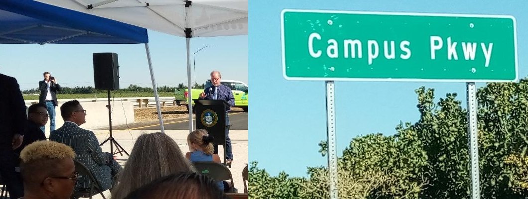 Local leaders were on hand for the grand opening of the most recent leg of the Campus Parkway road project connecting UC Merced to Highway 99. Photos: Steve Newvine