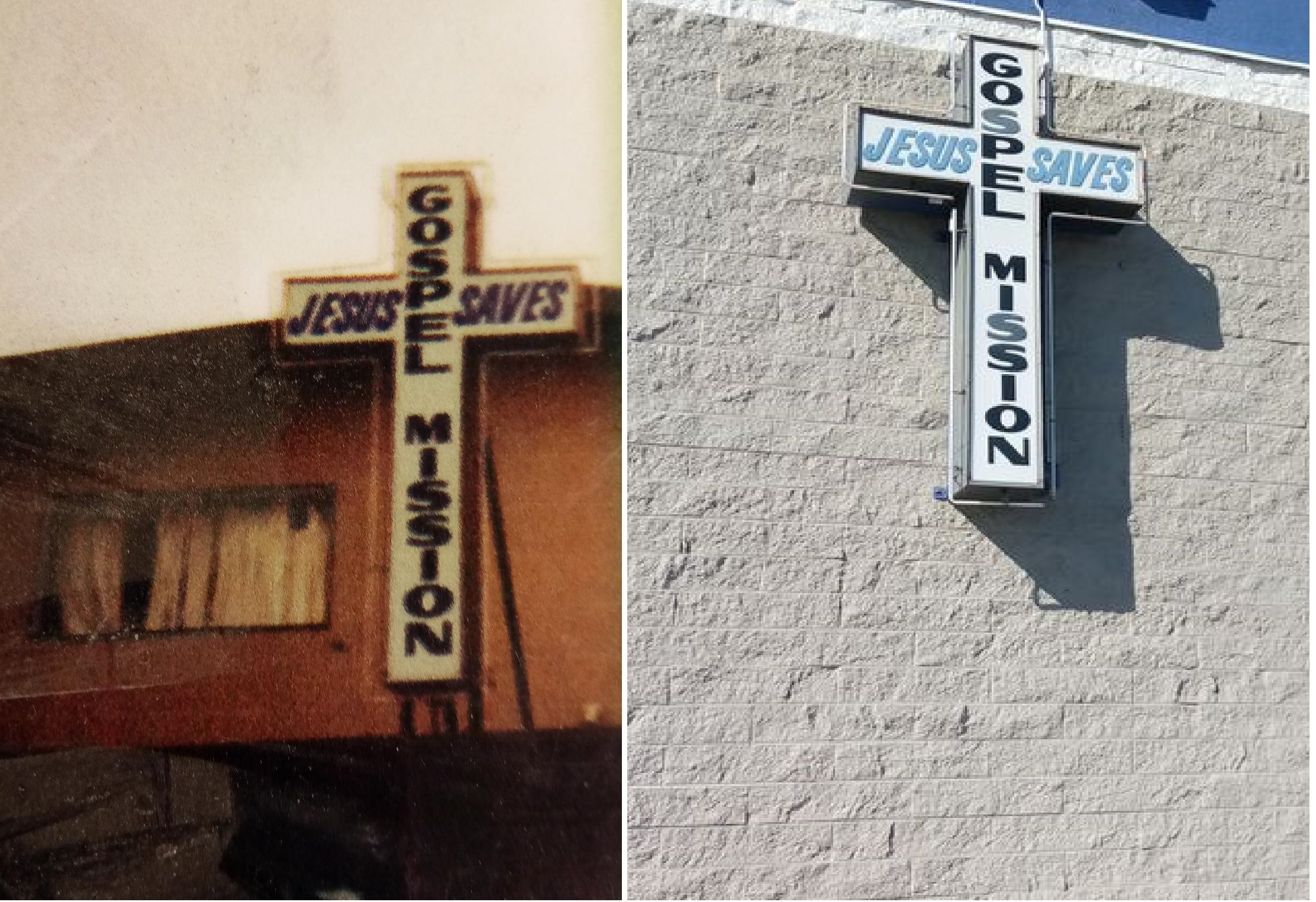 This cross sign has been in front of the Modesto Gospel Mission in many of the locations where the organization has been housed. It is now attached to the main building at 1400 Yosemite Avenue in the City.