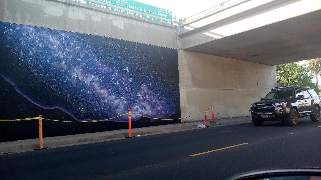 The mural Martin created can be found at the Canal Street underpass of highway 99 in Merced. Photo: Steve Newvine