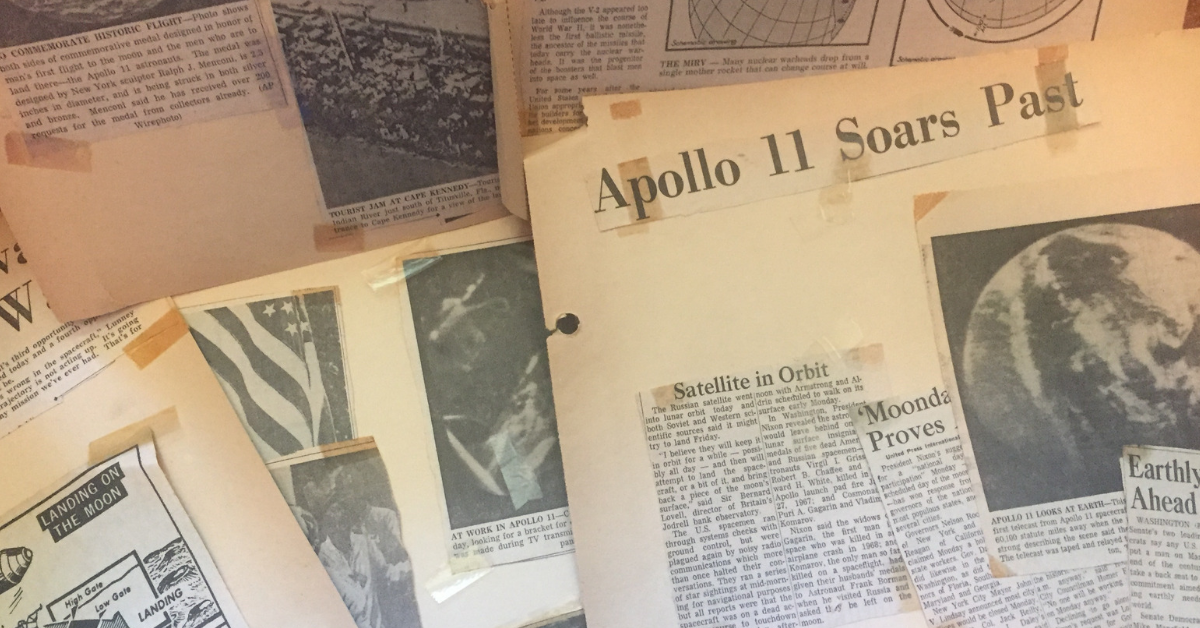 Some of the pages from the Apollo 11 scrapbook I made when I was twelve.