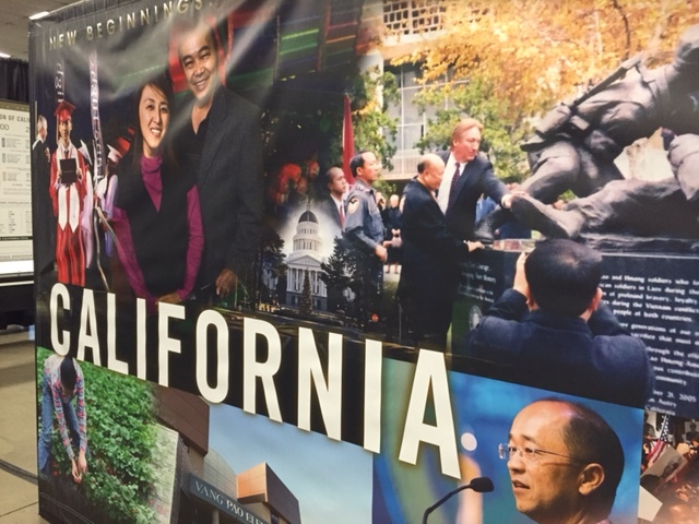 The Life in California portion of the Hmong Story 40 exhibit. Judge Paul Lo of Merced is pictured in the lower right hand corner. Photo by Steve Newvine