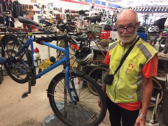 Francois Hennebert is a long way from his native France, but he’s enjoying California and the western states as he travels from Mexico to Canada on his bicycle. Photo: Steve Newvine