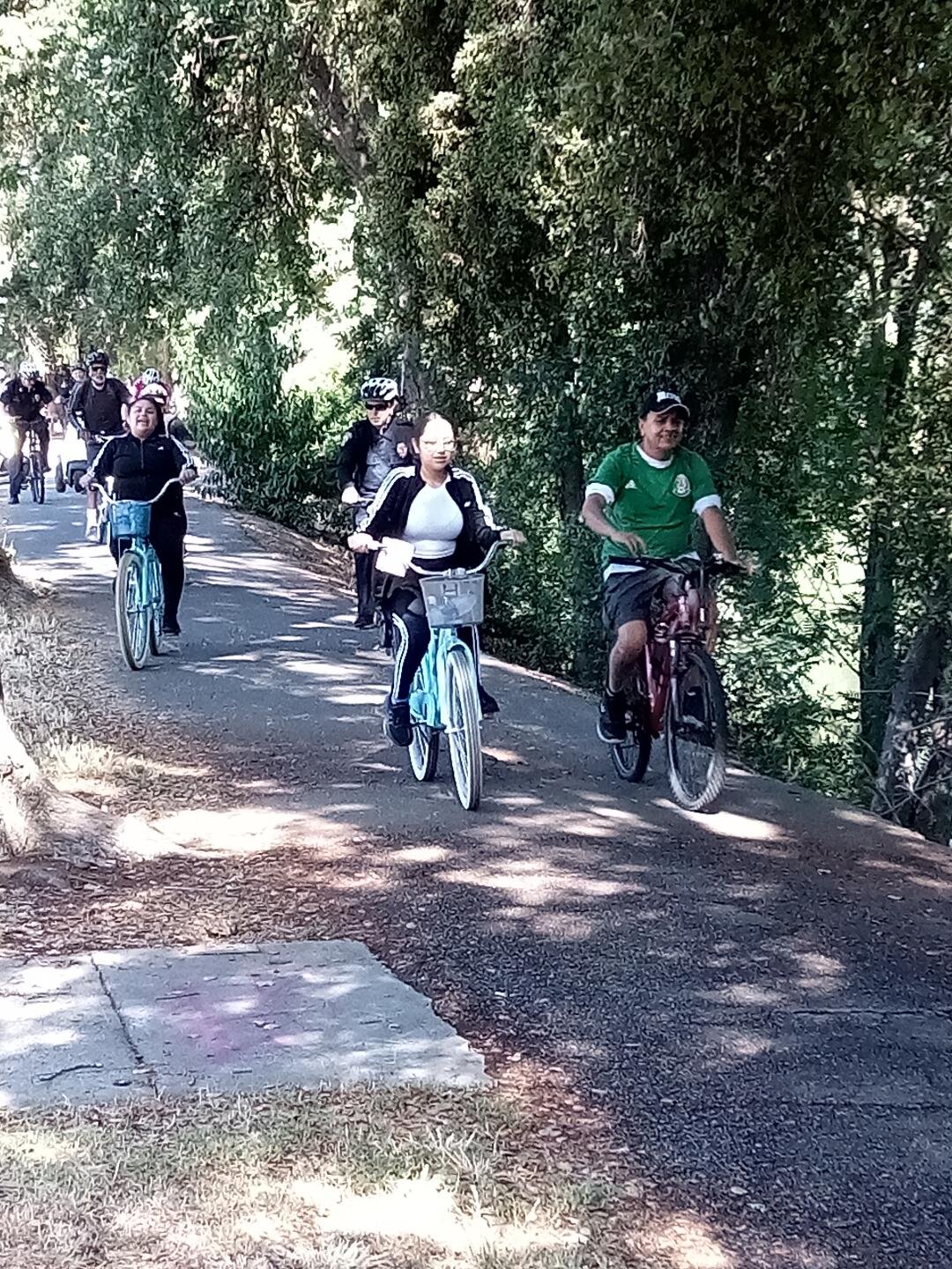 Sunshine and blue skies helped provide the ideal setting for a leisurely bike ride along Bear Creek for the participants in the Pedaling with the Police event. Photo: Steve Newvine