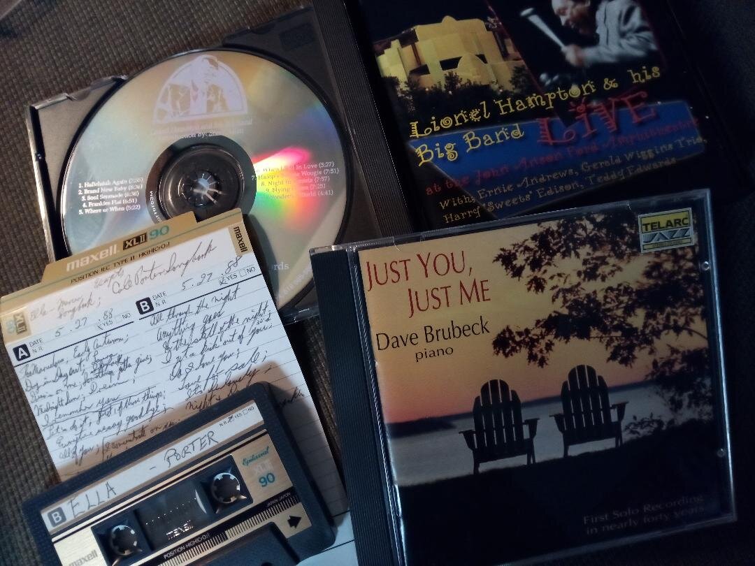 Dave’s collection includes several discs from guitarists Tony Mattola and Chet Atkins. Photo: Newvine Family Collection.