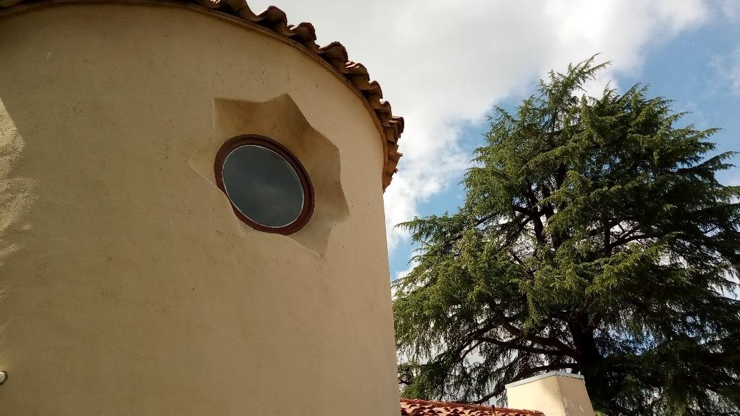 The turret tower on the former CHP Merced headquarters was formed as a seven-point star, a symbol of the CHP. Photo: Steve Newvine
