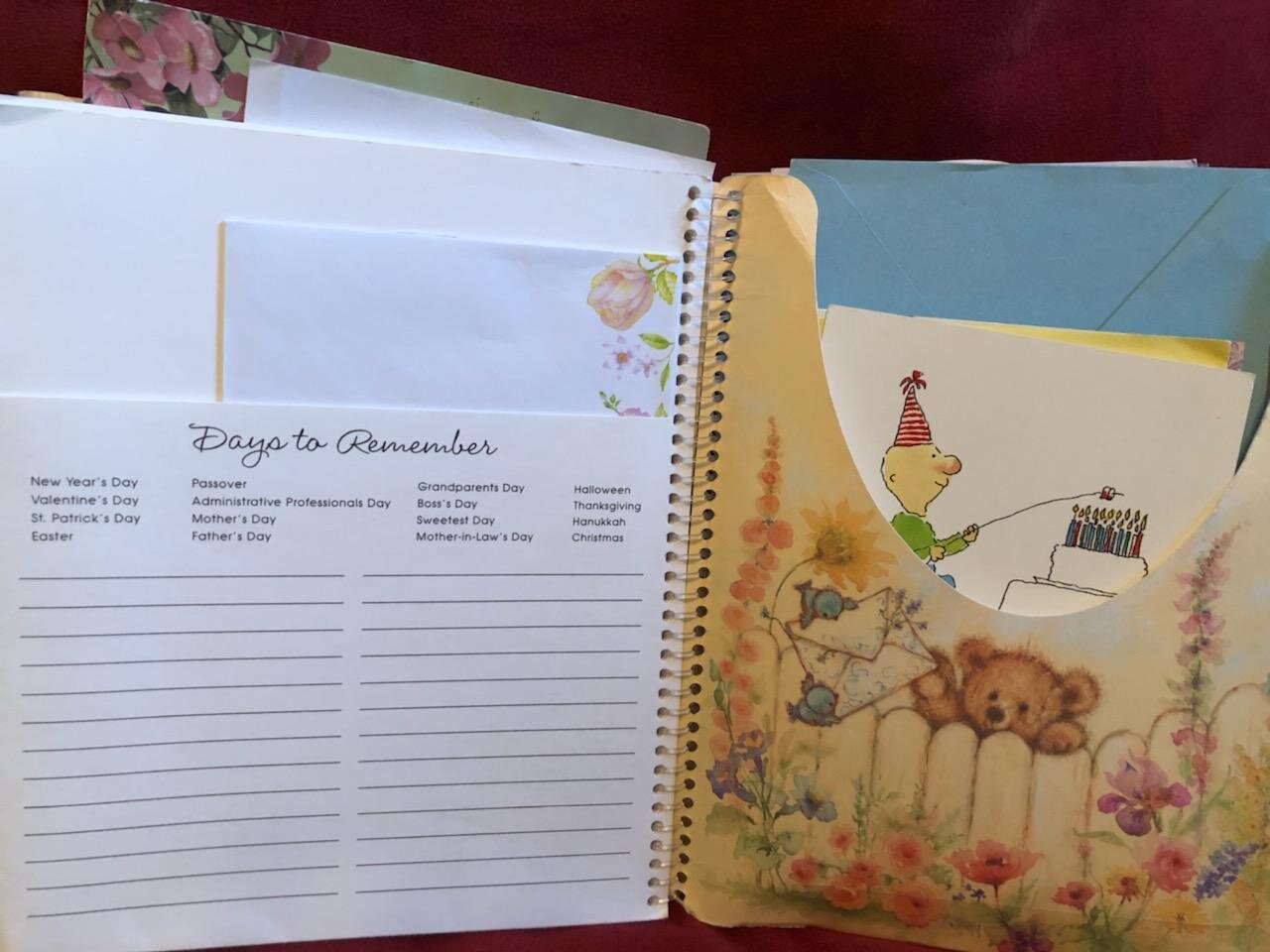 I have my wife to thank for this family card file that helps us keep track of birthdays, anniversaries, and other special occasions. Photo: Steve Newvine