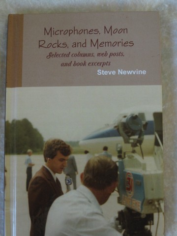 Cover of Microphones, Moon Rocks, and Memories taken as two Space Shuttle astronauts arrive in Huntsville, Alabama. Photo: Newvine Personal Collection
