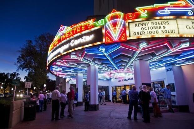 The marquee at the Merced Theatre points out that over one-thousand tickets were sold for the October 2014 concert by Kenny Rogers. Photo: Merced Theatre Foundation