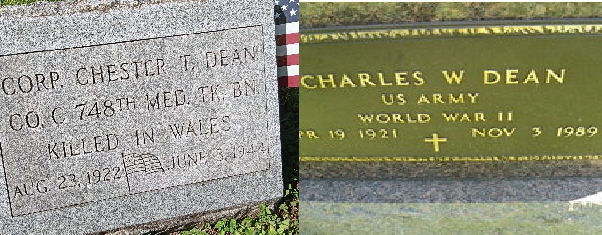 The grave markers for Charlie and Chet Dean in the Port Leyden, NY Cemetery. Photos: Newvine Personal Collection