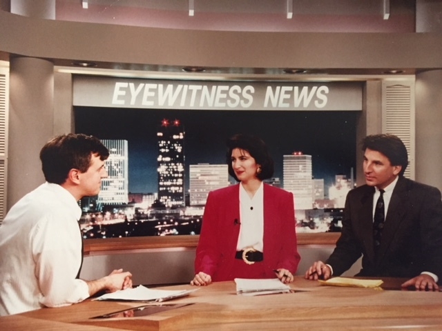 Working with the WROC-TV anchor team where I served as Executive Producer, rounding out a twenty-year career in broadcasting. Photo: Newvine Personal Collection.
