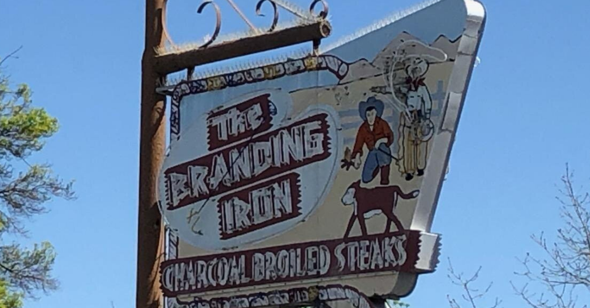 The iconic neon sign for the Branding Iron Restaurant on 16th Street in Merced. Photo: Steve Newvine