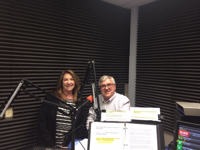 Martha Hermosillo, Executive Director of First 5 Merced County with guest host Steve Newvine at radio station KYOS.