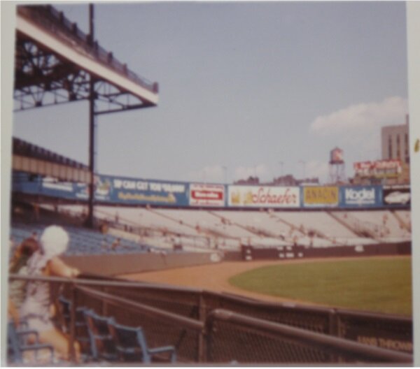 A shot of the Yankee outfield from the seats during Ed and my visit to the Stadium in the early 1970s. Photo: Newvine Personal Collection
