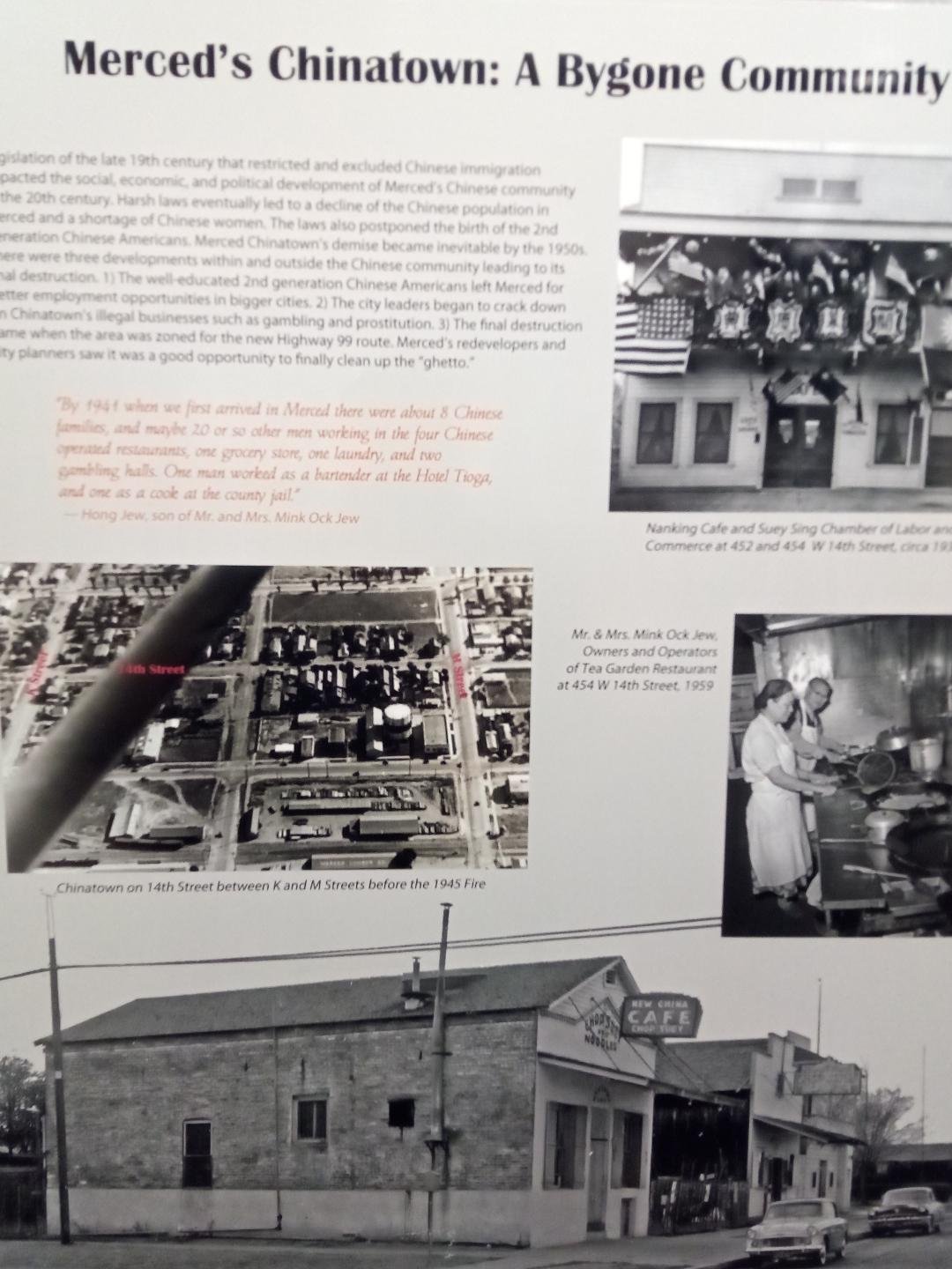 Storyboard with old photographs and a synopsis of how Merced’s Chinatown community started. Photo: Steve Newvine