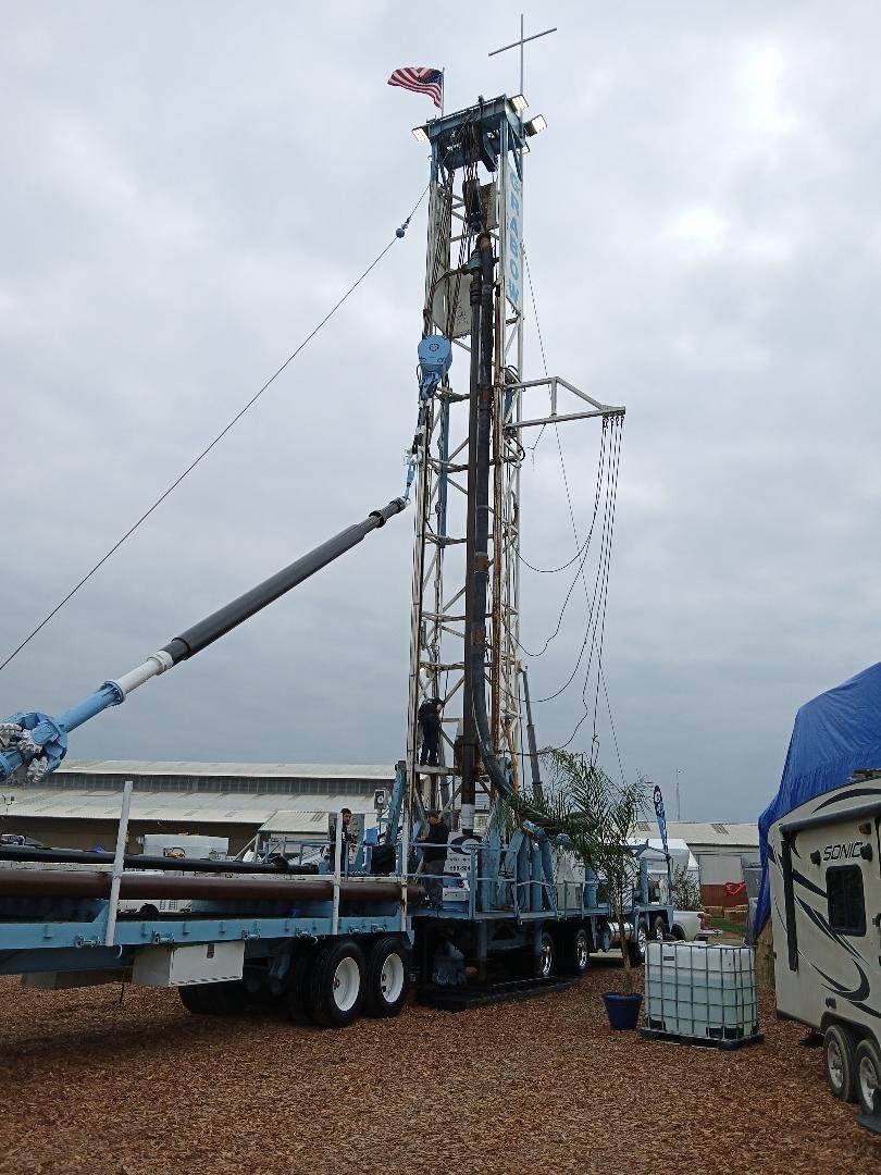 Vendors, including this water drilling company, showcase their products and services to the ag and food processing industries at the World Ag Expo. Photo: Steve Newvine