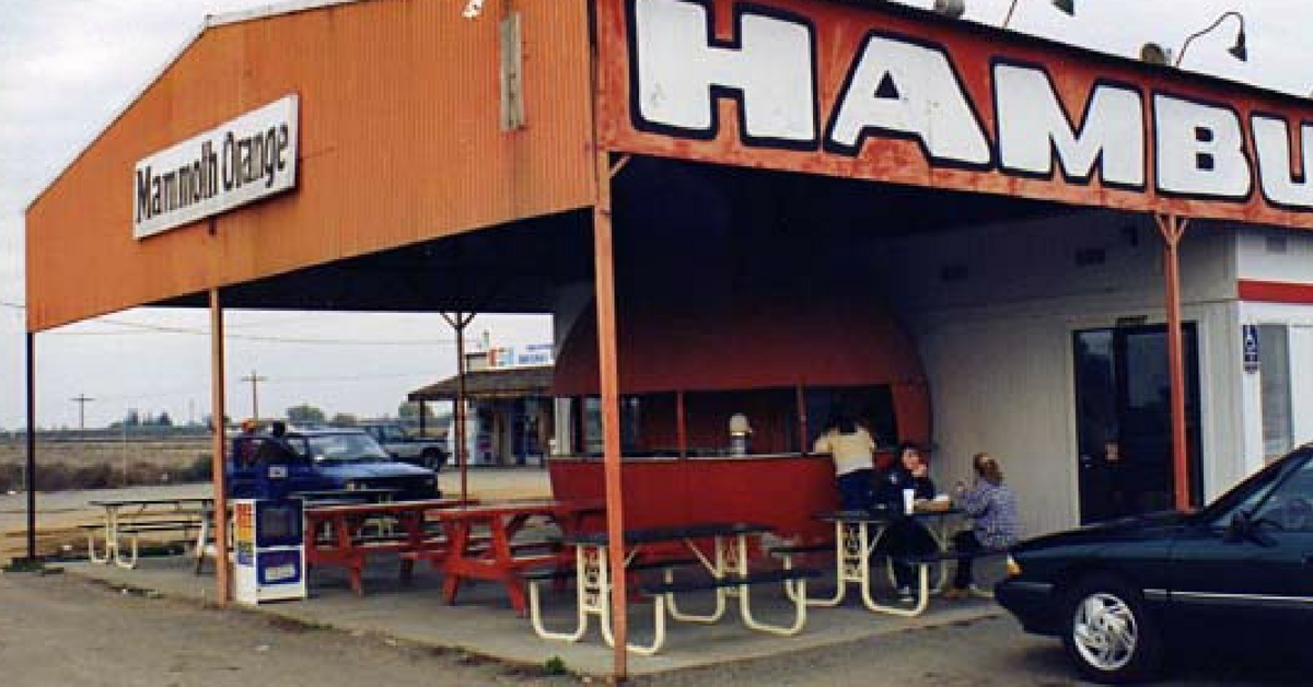 A vintage photograph of the locally famous Fairmead Orange Stand on Highway 99. The stand closed about ten years ago. Photo: GoFundMe.com/mammothorange