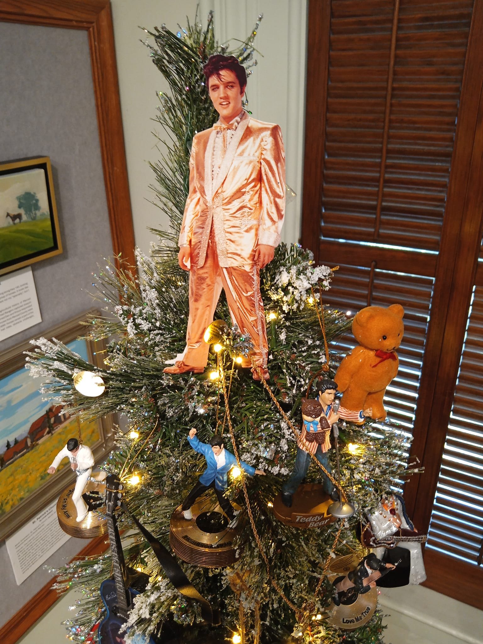 My personal favorite tree among the dozens on display at the Merced County Courthouse Museum is this one honoring the King of Rock and Roll: Elvis Presley. Photo: Steve Newvine